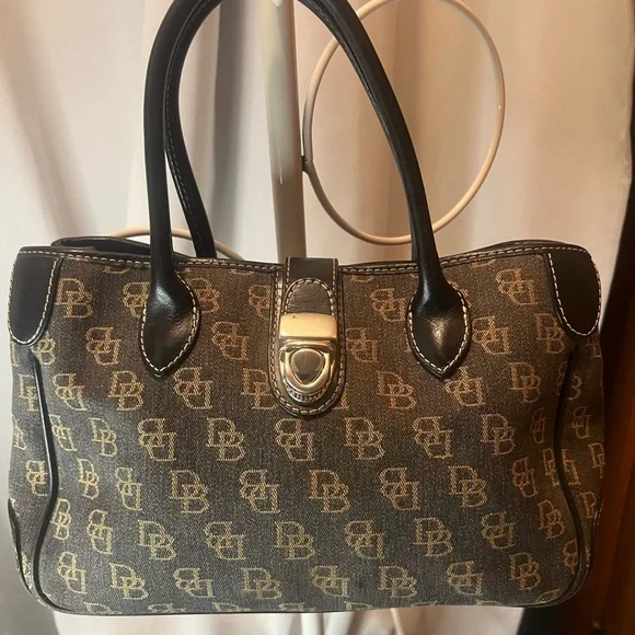 Dooney & Bourke Black and Tan Satchel Bag - Picture 1 of 12